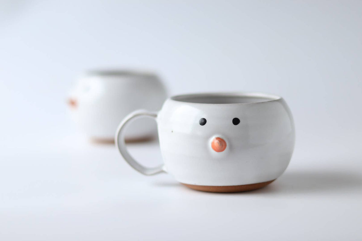 Snowman Handmade Coffee Mug Christmas Winter Pottery 