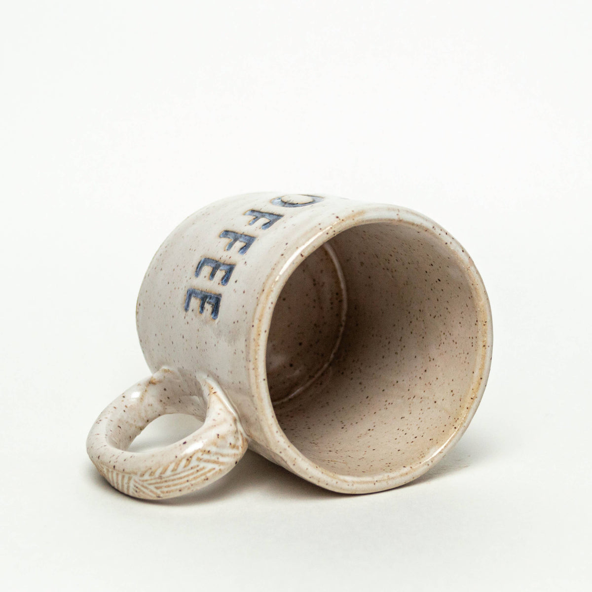 &#39;Coffee&#39; Handmade in Ceramic Ivory Mug: 12oz