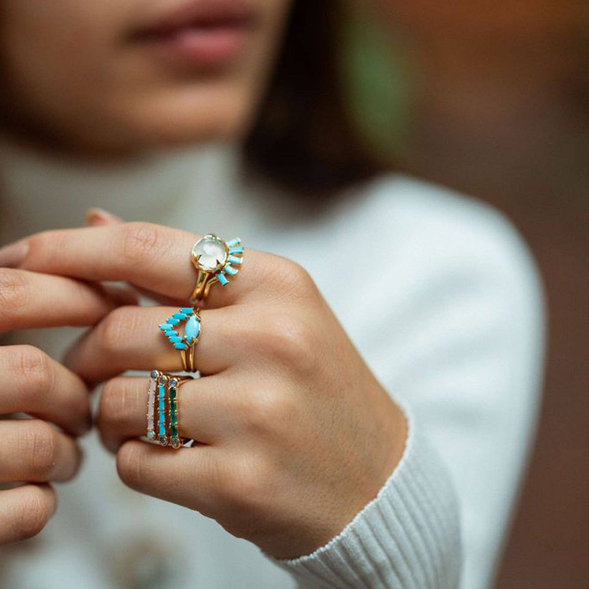 Under The Stars Ring with Chalcedony