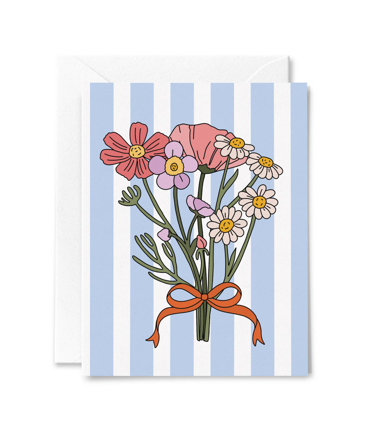 Bunch Of Flowers Striped Card