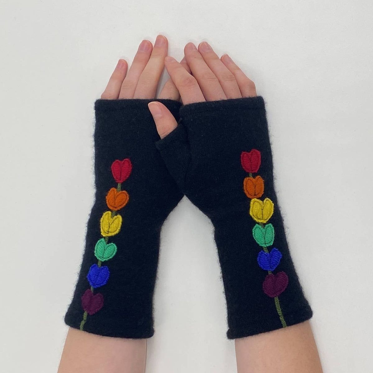 Lupine Gold Fingerless Cashmere Gloves