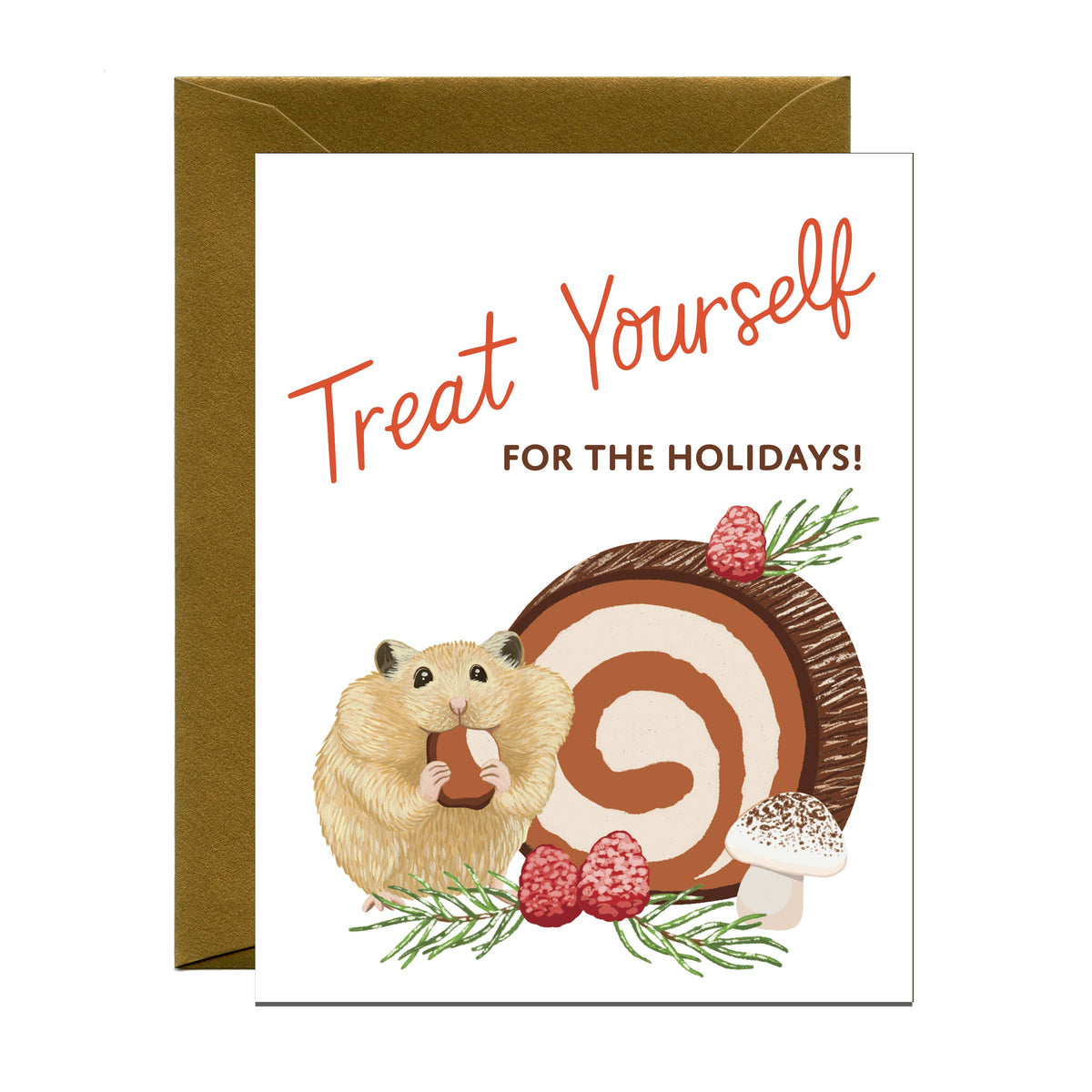 Hamster Buche de Noel Dessert Holiday Christmas Cake Cards - Boxed Set of 8