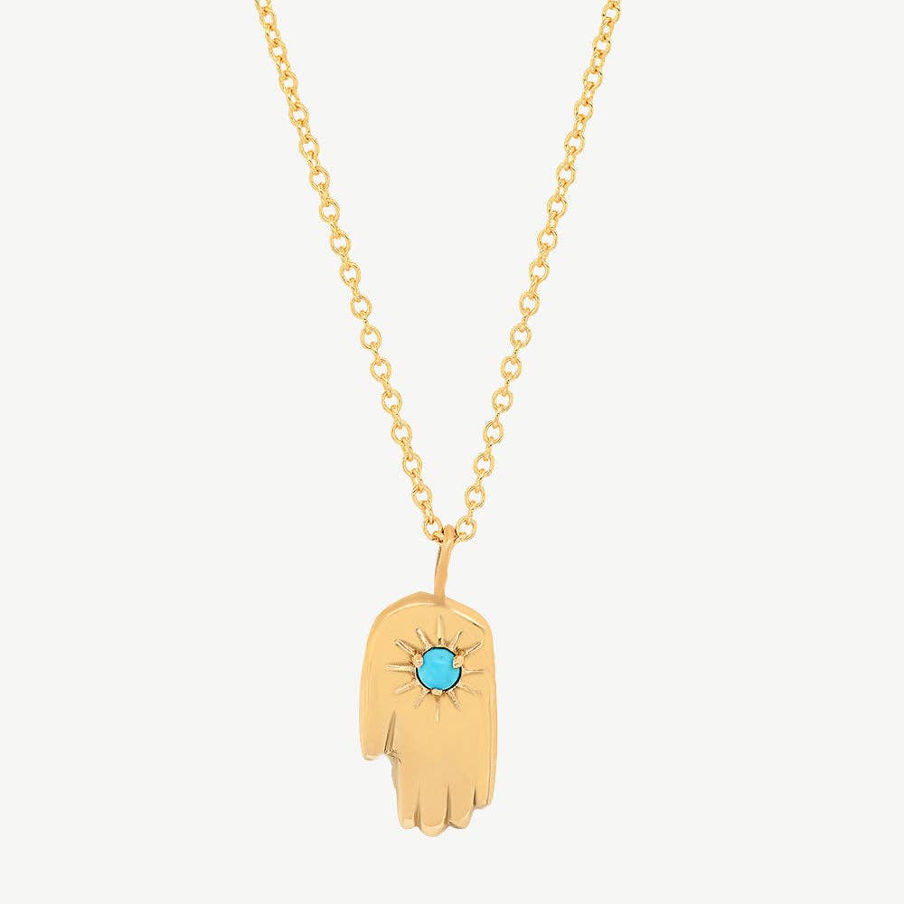 Hamsa Necklace with Turquoise