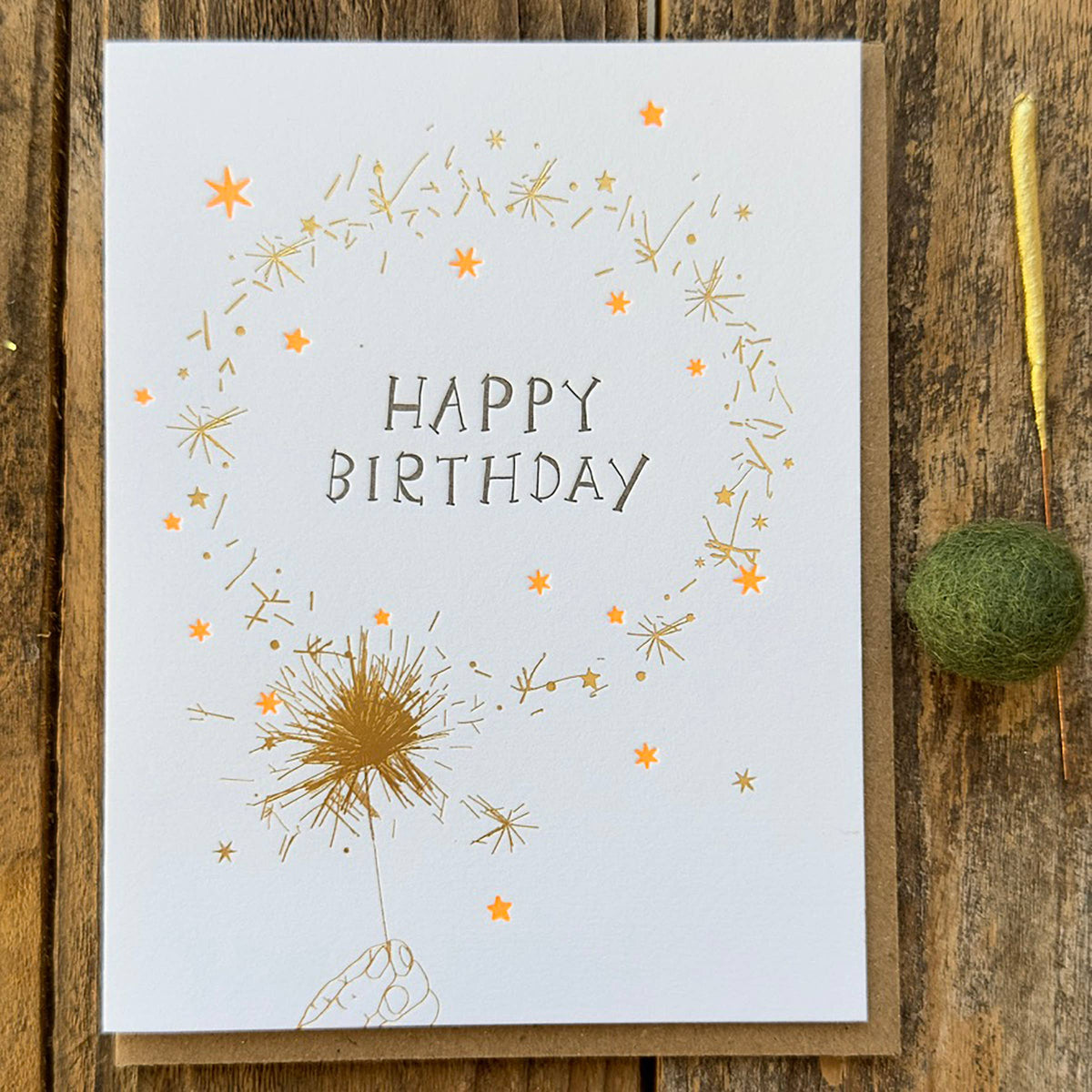 Gold Sparkler Birthday Card