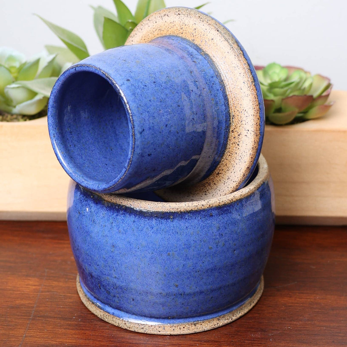 Artisan French Butter Dish Blue