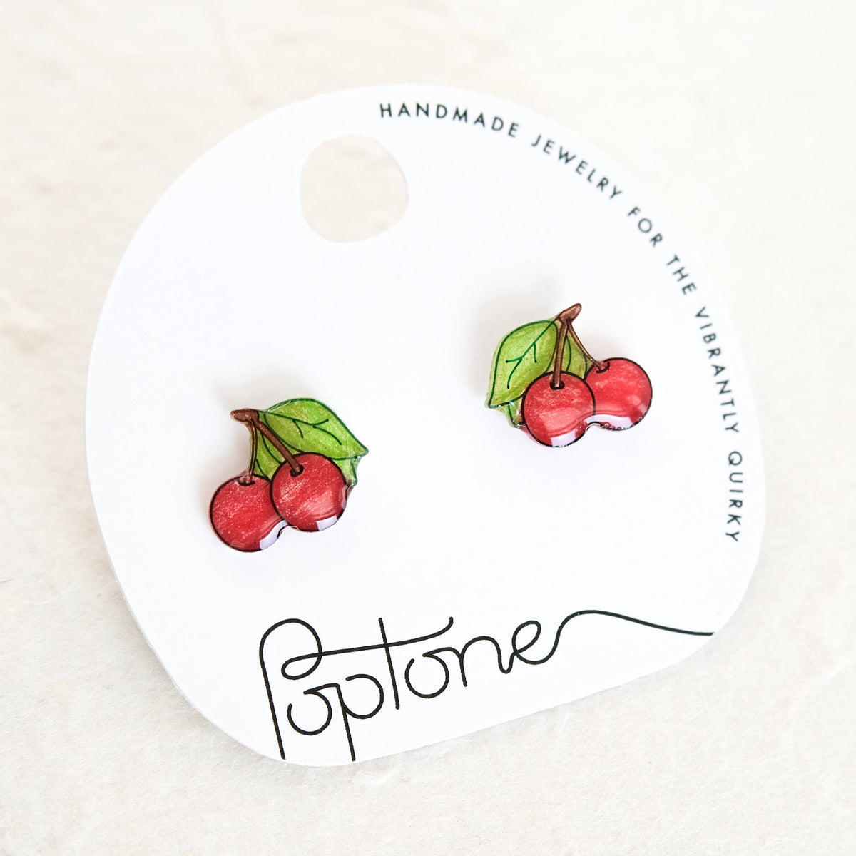 Red Cherry Fruit Stud Earrings