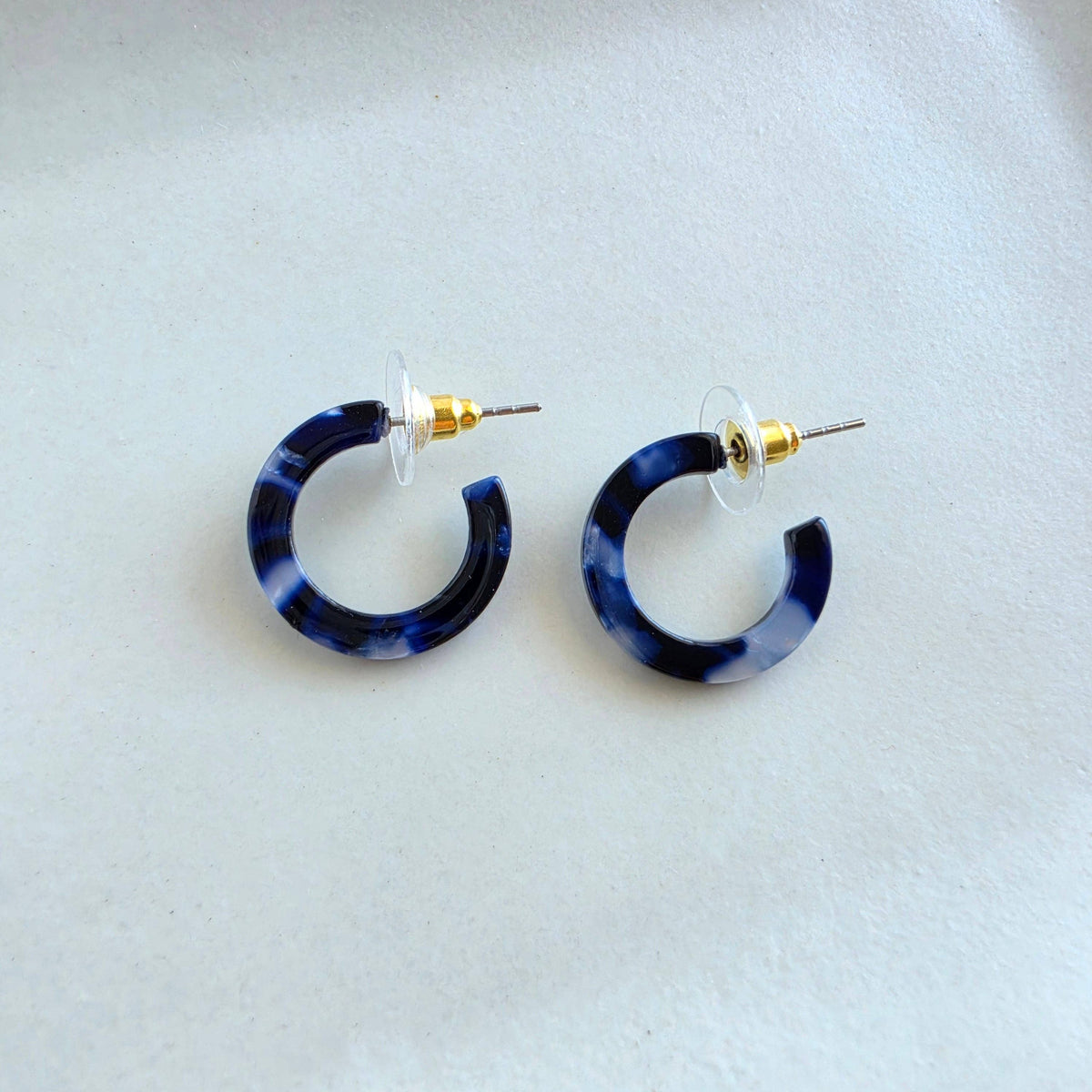Micro Hoops in Midnight Marble