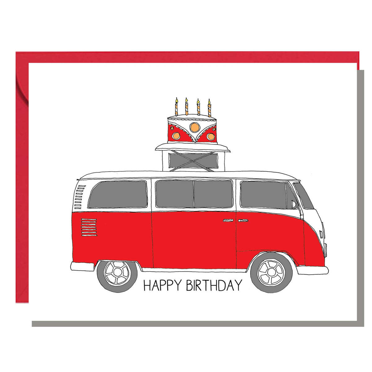 Camper Birthday Card: Aqua