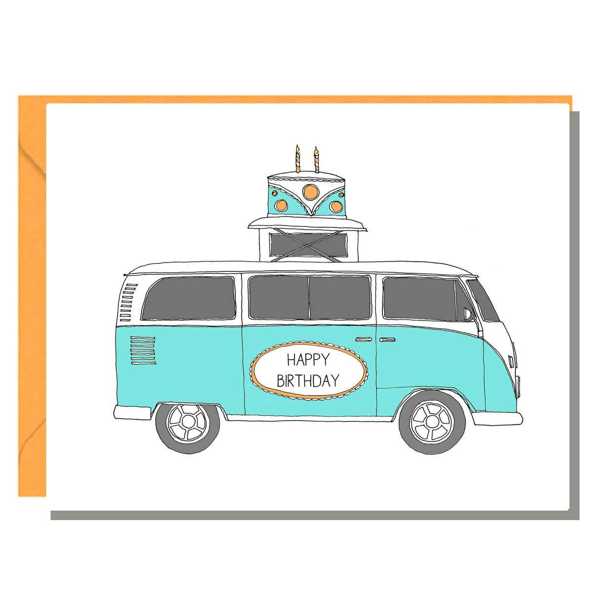 Camper Birthday Card: Aqua