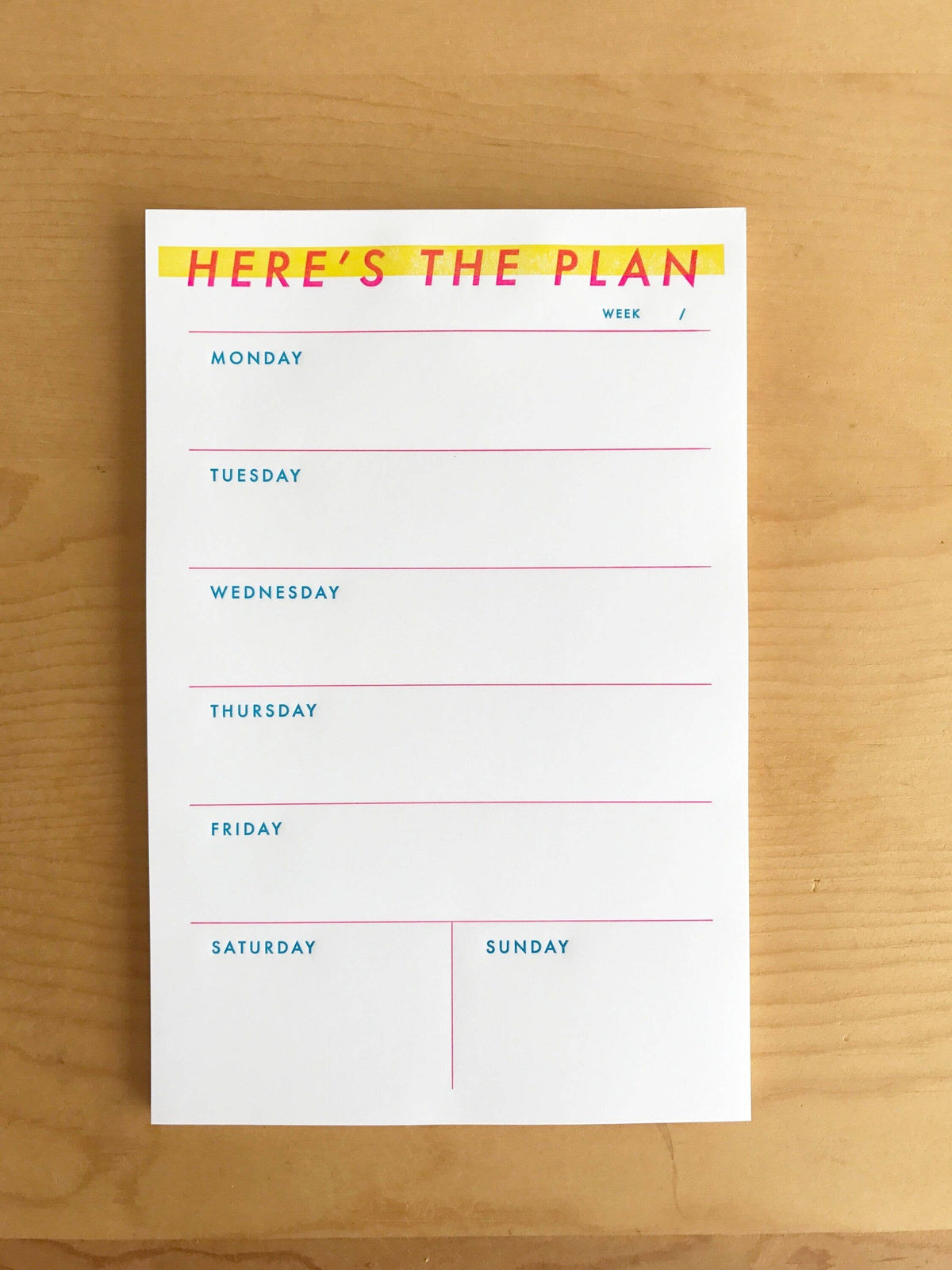 Here is The Plan Weekly Notepad: 52 Sheet Notepad