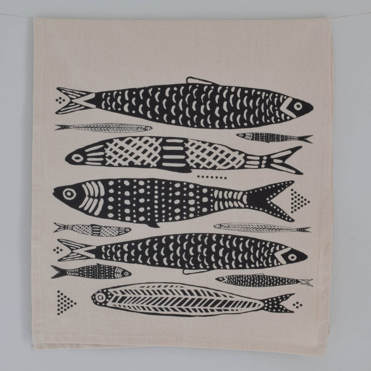 Sardines Tea Towel - Black