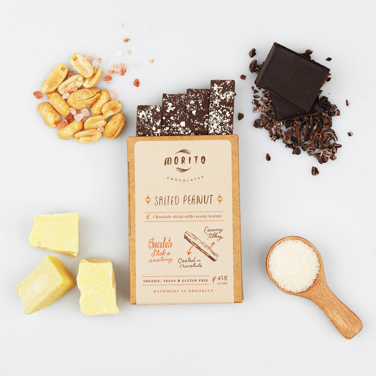 SALTED PEANUT- 4-Pack of Vegan Chocolate Sticks
