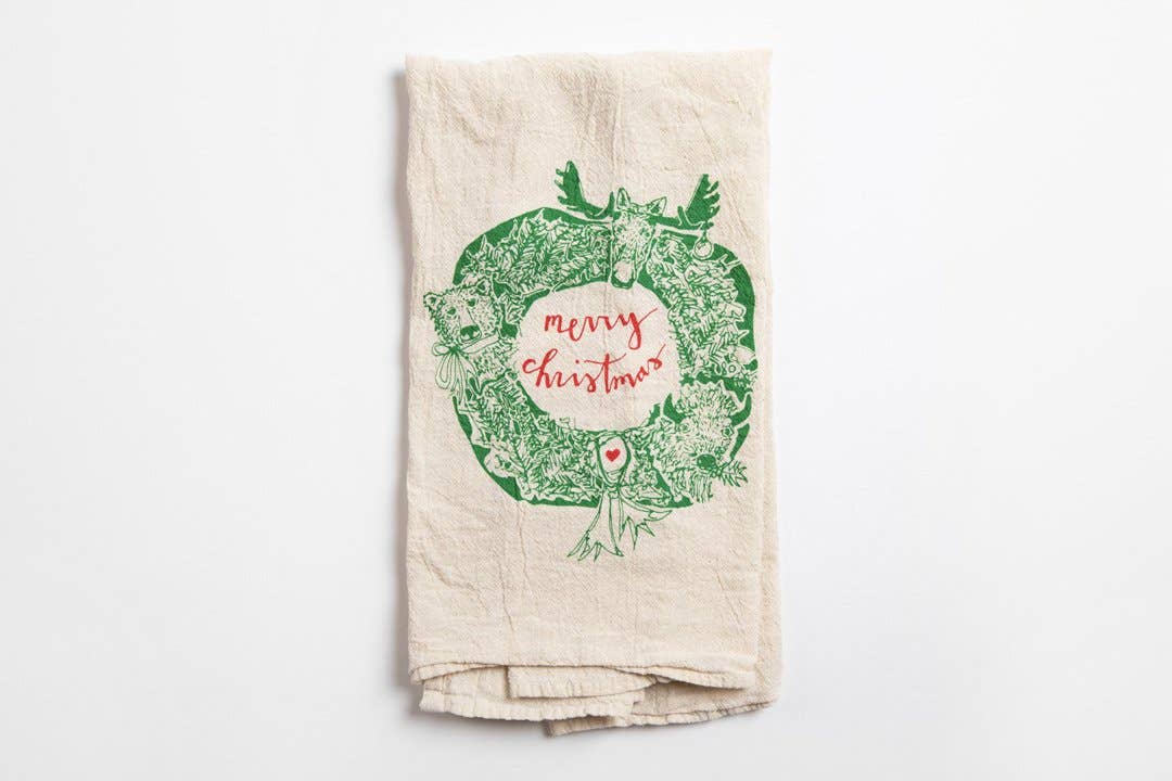 Animal Wreath Kitchen Towel