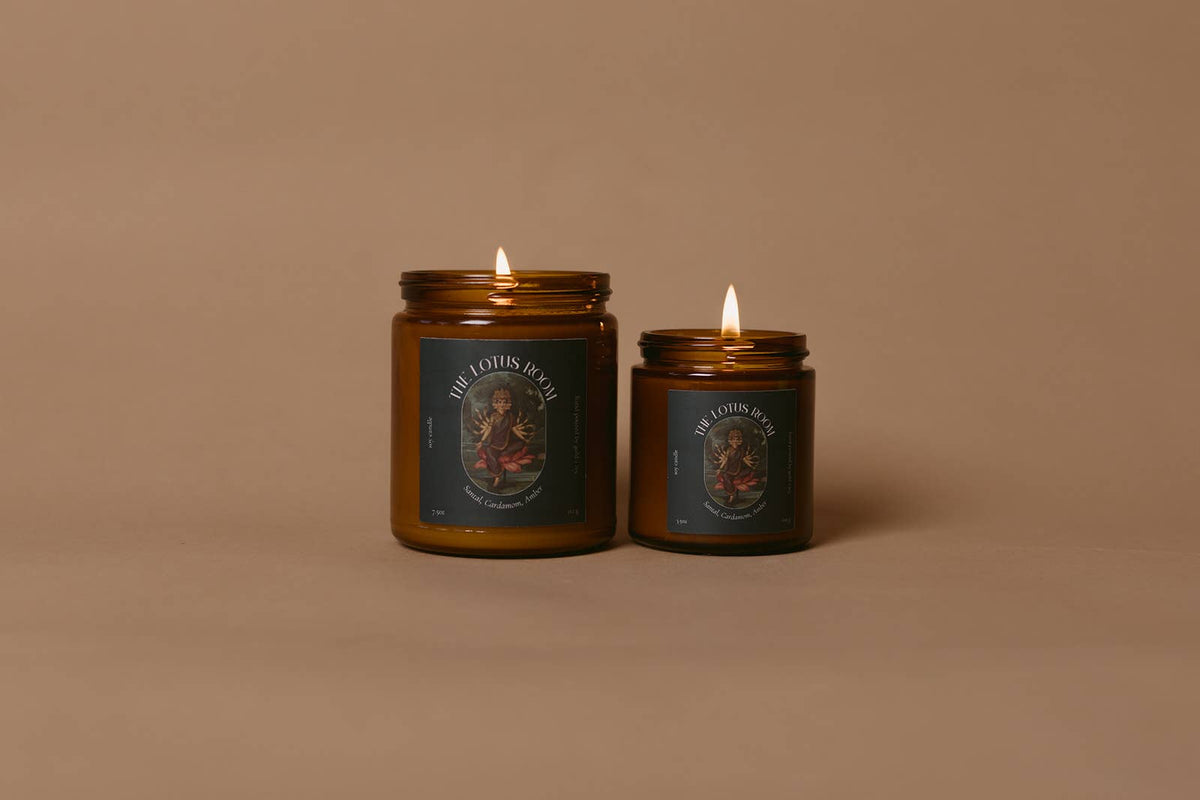 Custom Branded Soy Candles - 7.5 oz - Amber: Gold Lid / Christmas