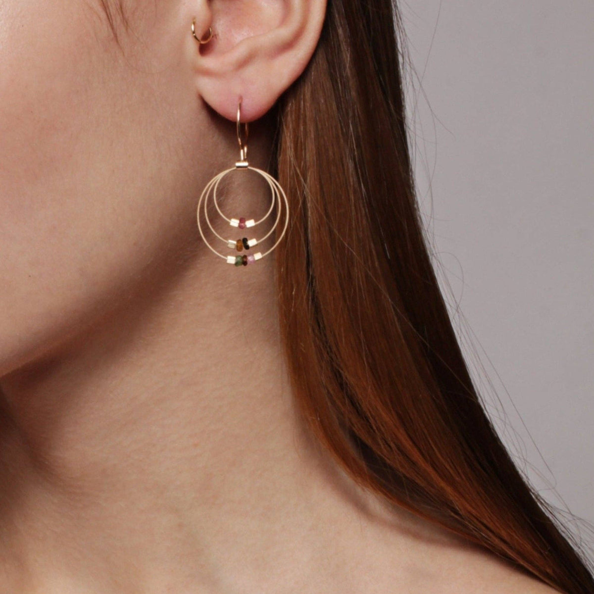Trinity Hook Earrings: Pearl on Gold Cable with Gold Hardware