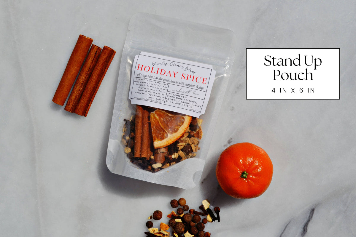 Simmer Stovetop Potpourri Holiday Spice Fall Christmas Blend: Brown kraft standup pouch