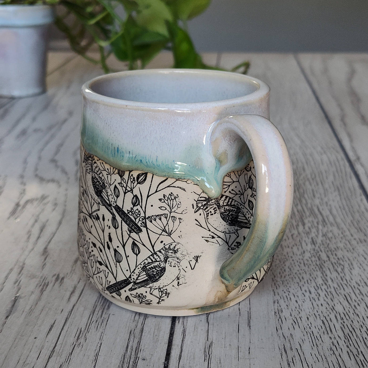 Floral Bird Textured Mug