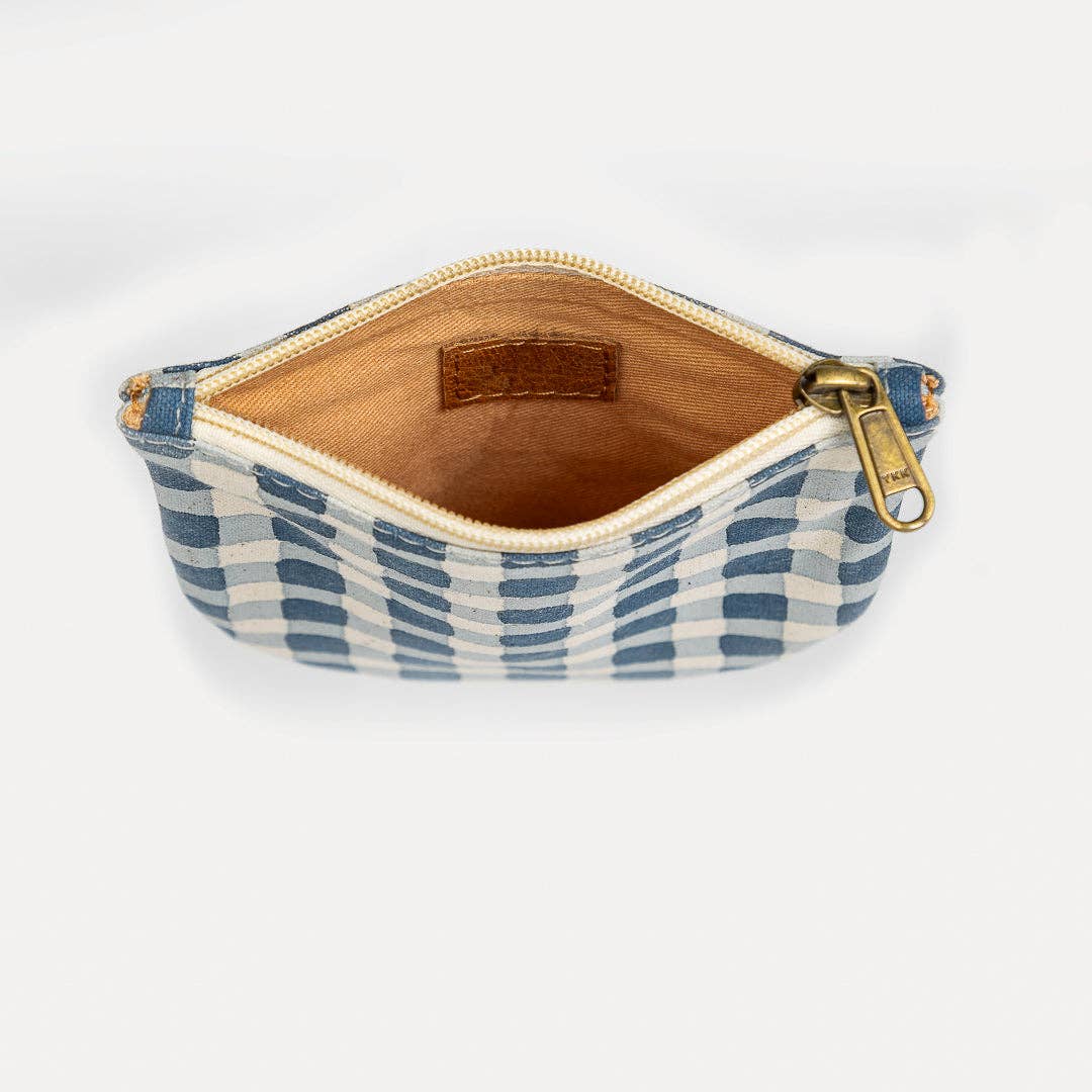 Half Moon Pouch - Indigo Gingham