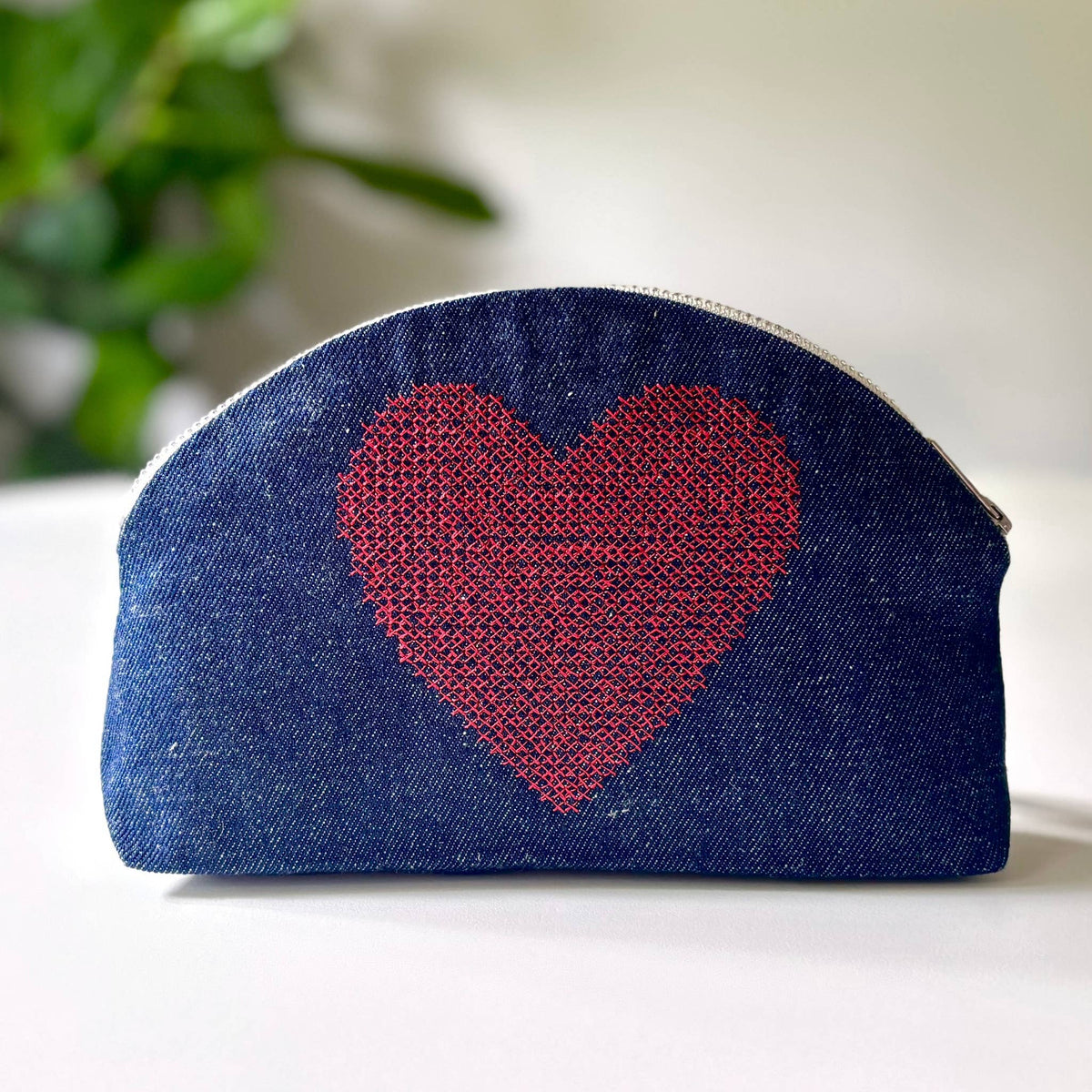Heart Denim Pouch