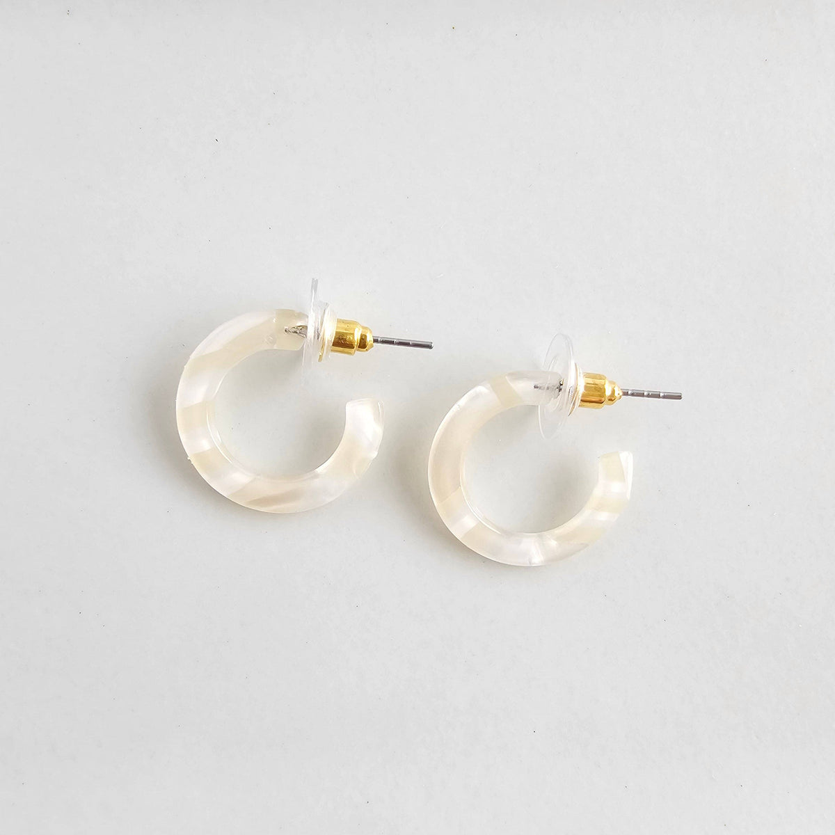 Micro Cam Mini Hoops in Ivory