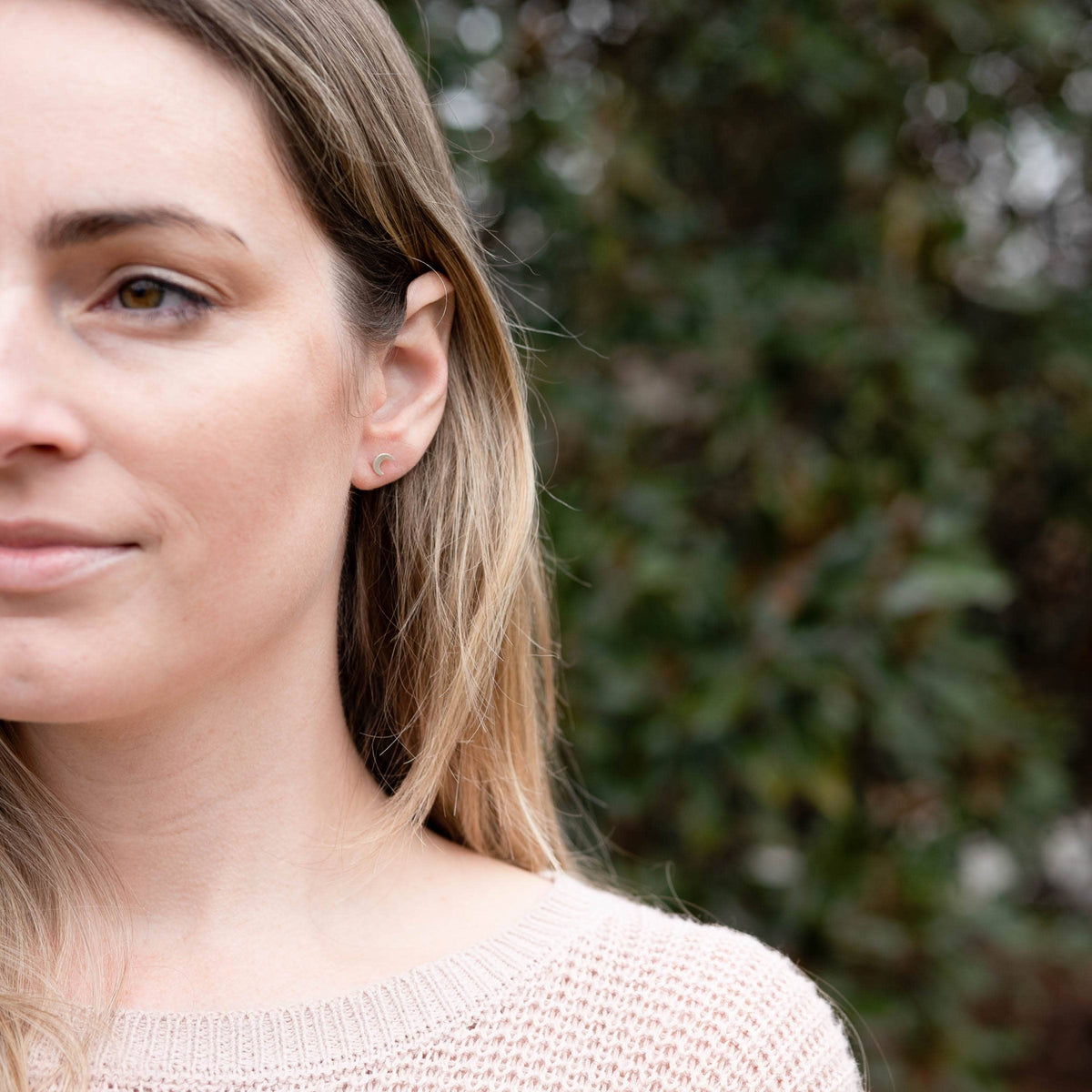 Moon Earrings: Sterling Silver