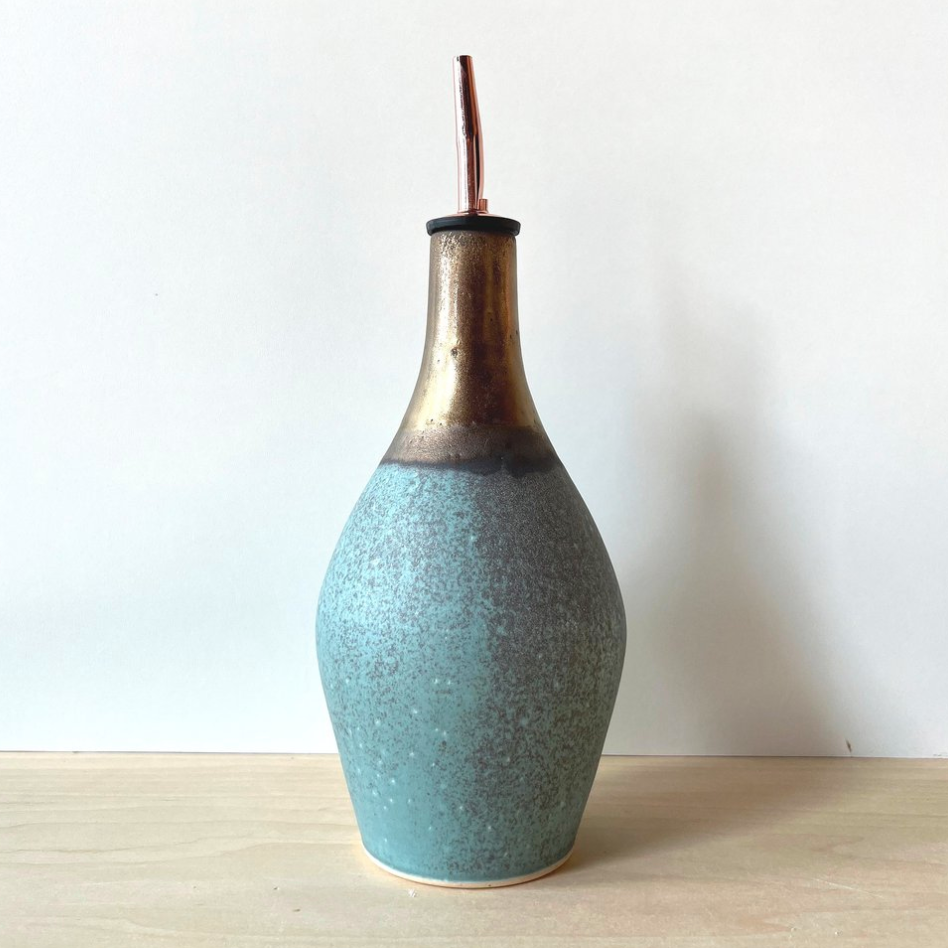 Green + Gold Oil Bottle