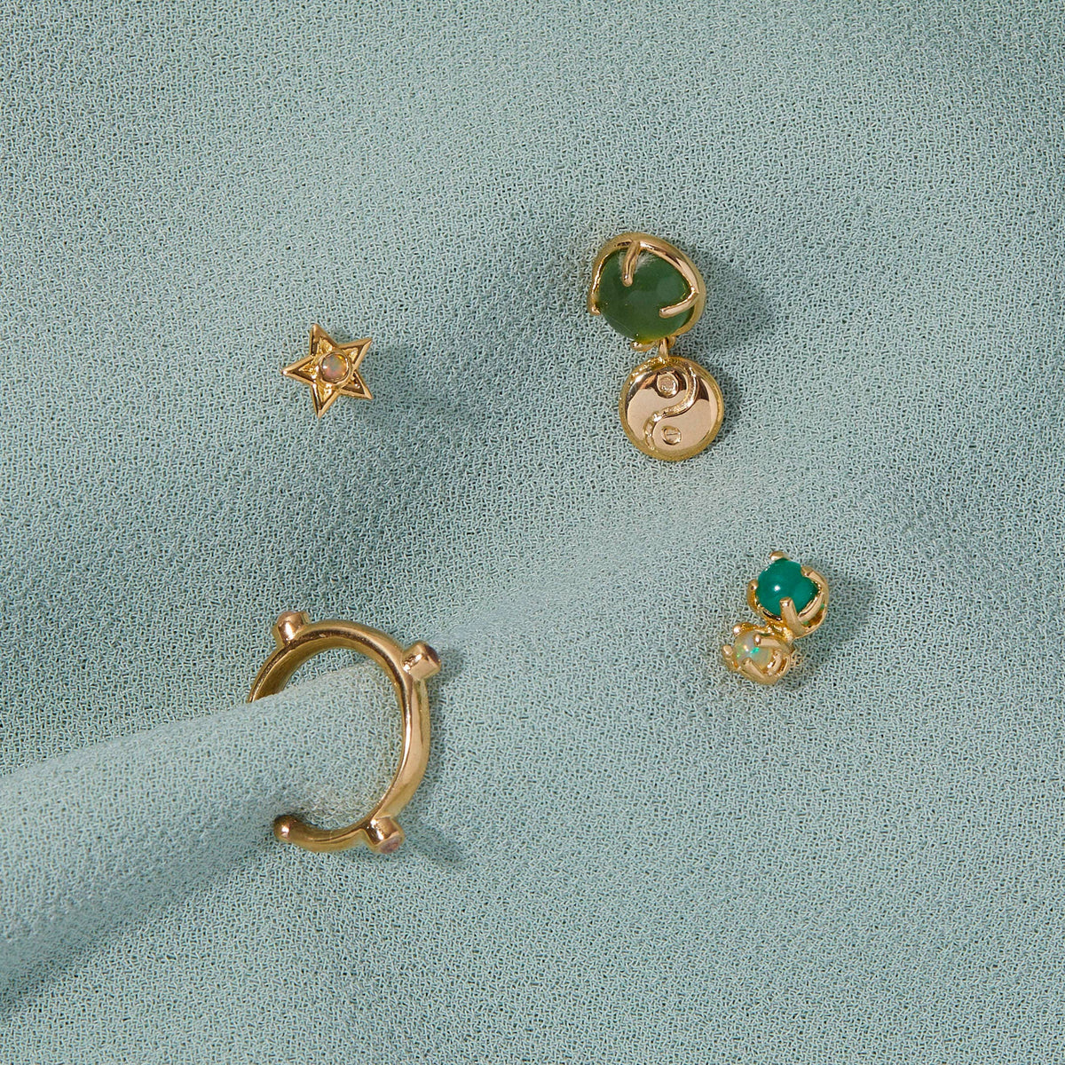 Tiny Star Stud Earrings with Turquoise