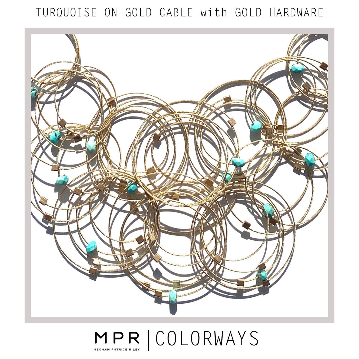 Turquoise Mini Vertigo Necklace with Gold Cable