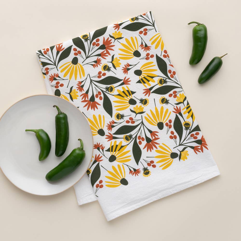 Fall Florals Tea Towel