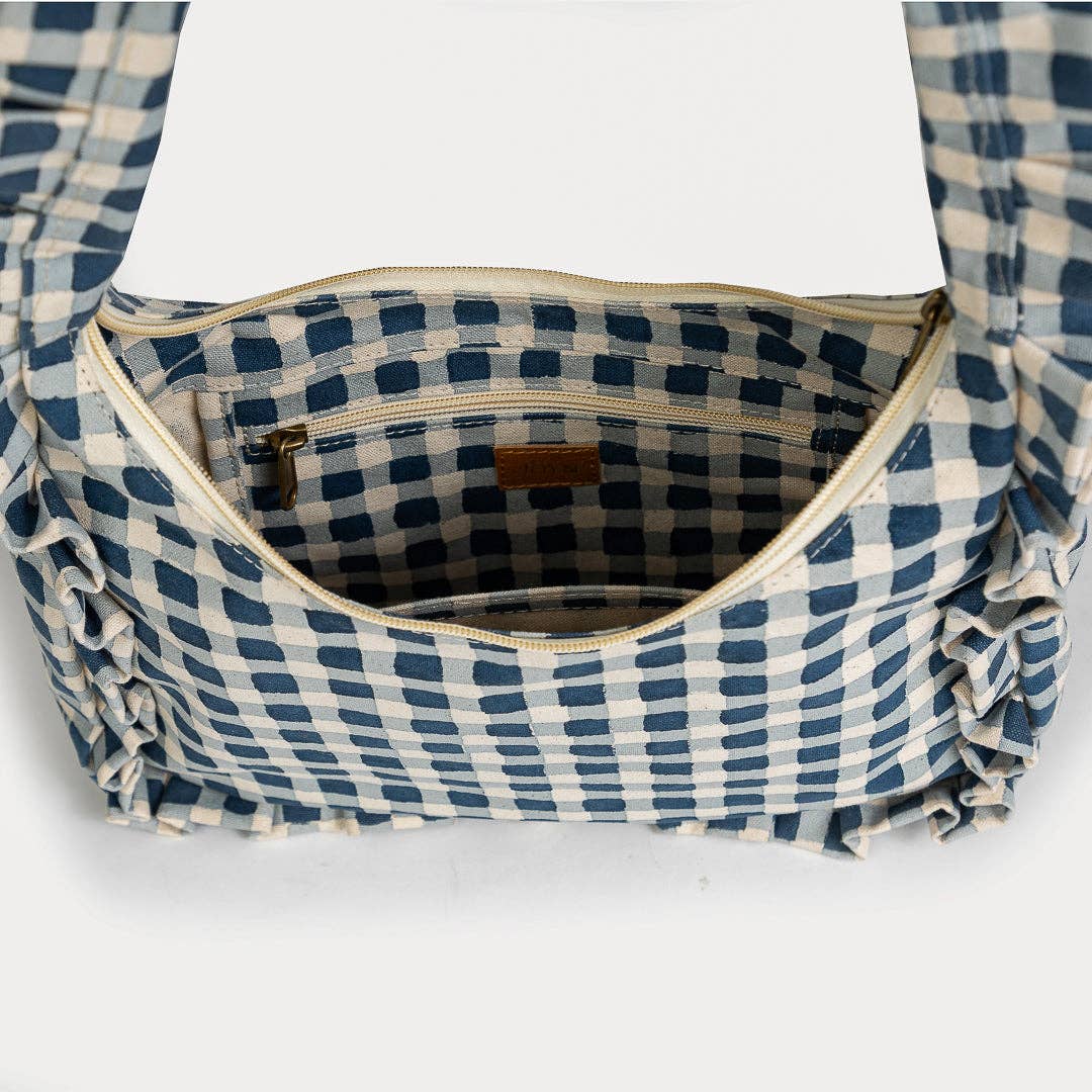 Momo Shoulder Bag - Indigo Gingham