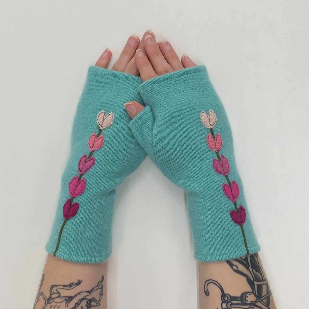 Lupine Gold Fingerless Cashmere Gloves