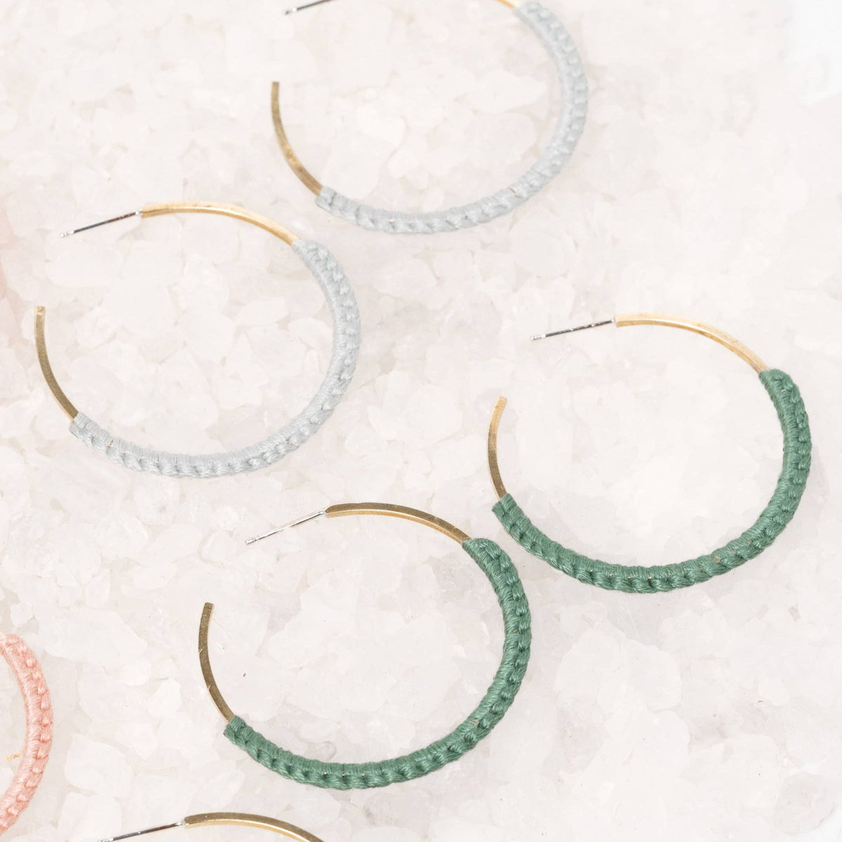 macrame and brass hoop earrings  