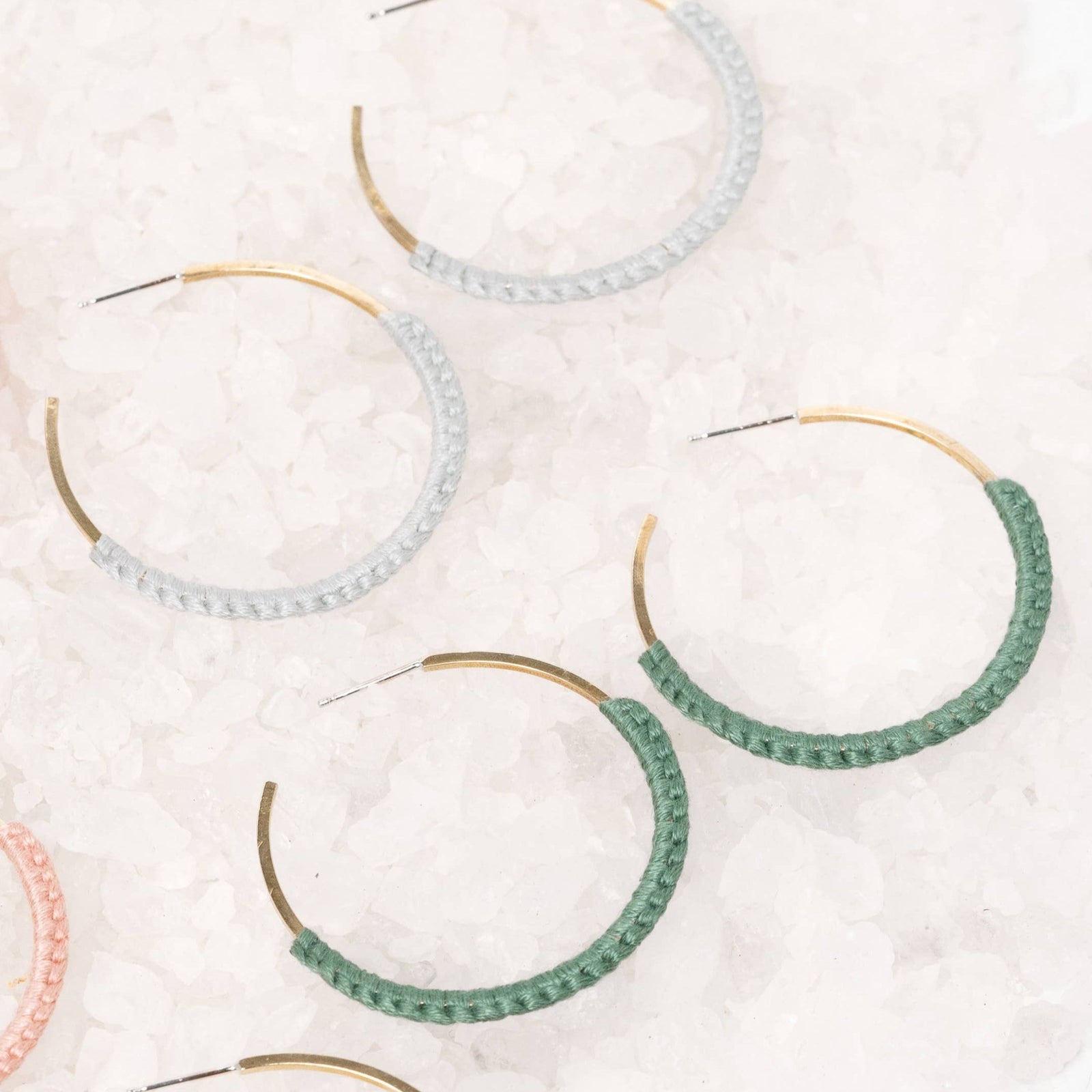 macrame and brass hoop earrings  