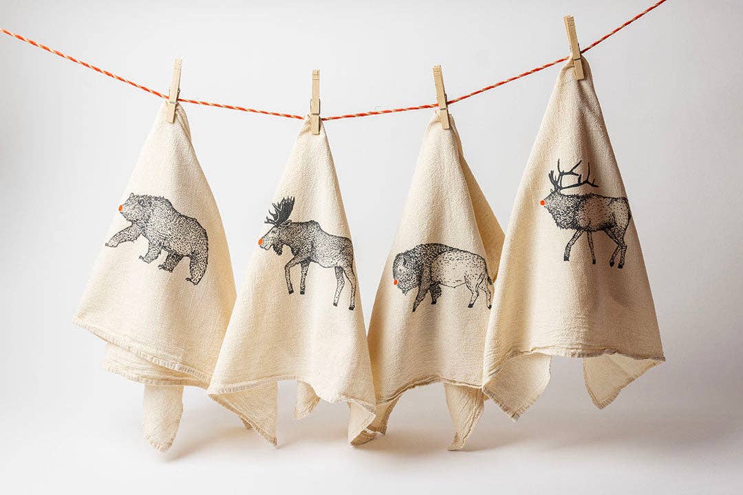 Red Nose Elk Kitchen Towel
