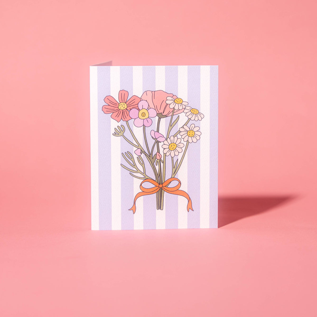 Bunch Of Flowers Striped Card