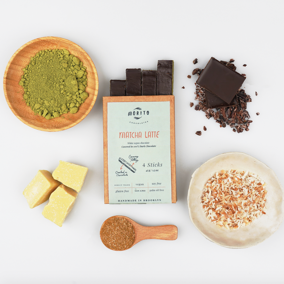 MATCHA LATTE- 4-Pack of Vegan Chocolate Sticks
