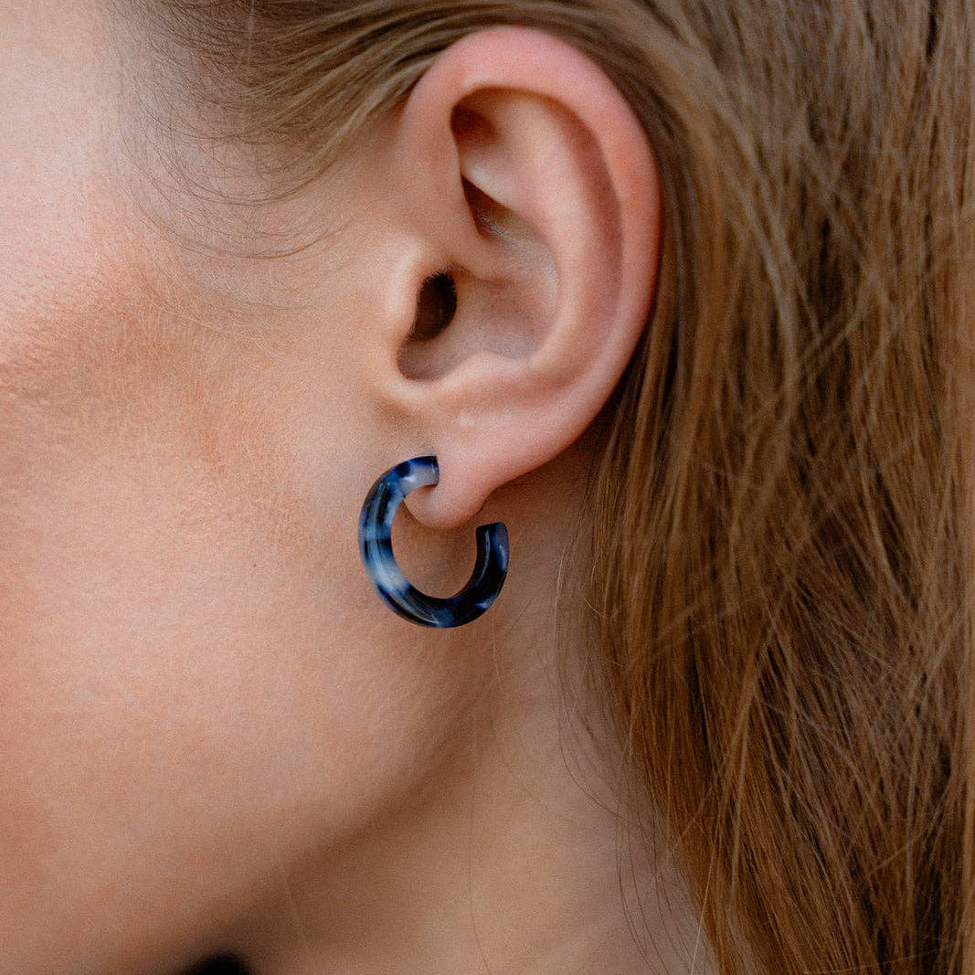 Micro Hoops in Midnight Marble