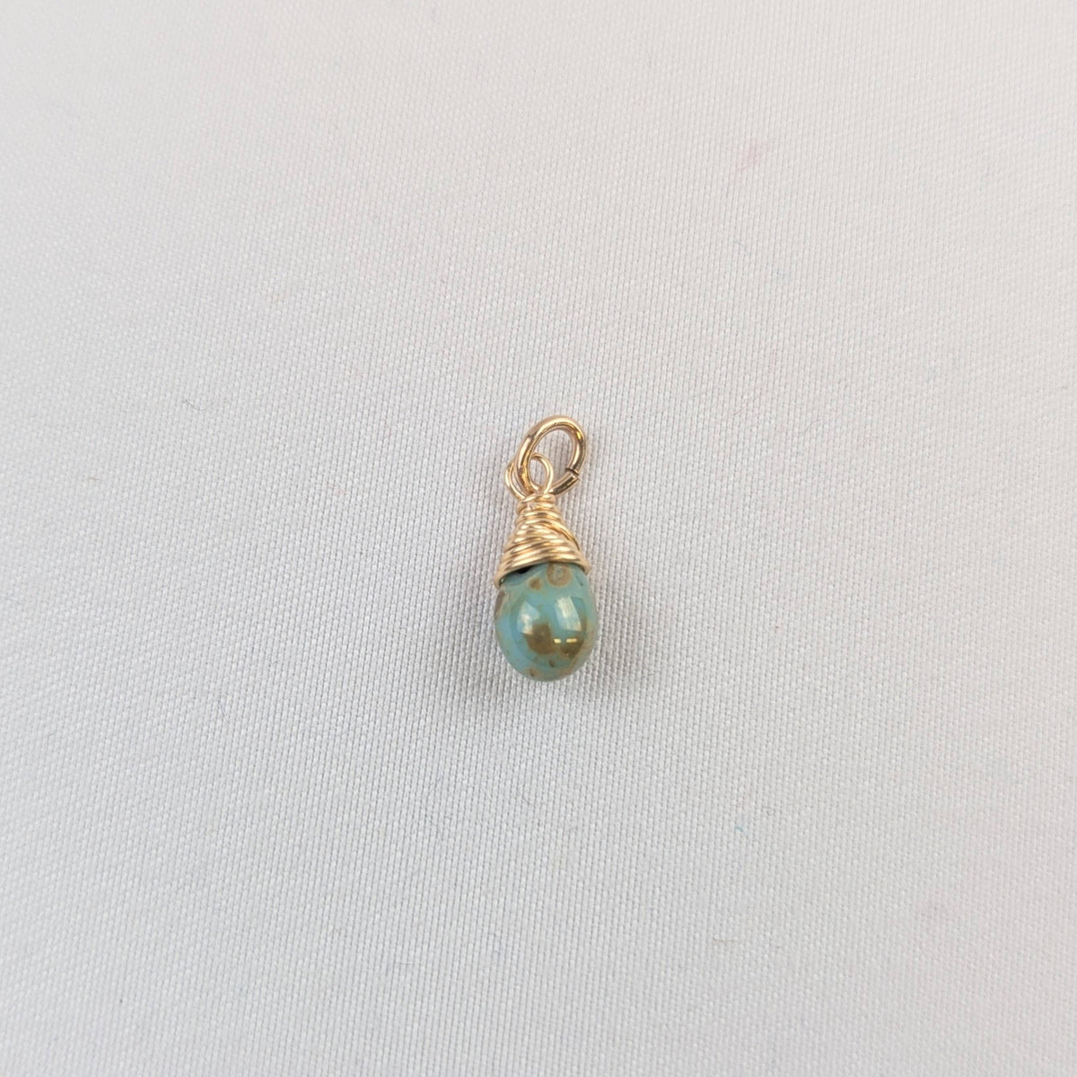 Growth Turquoise Czech Glass Charm in Gold