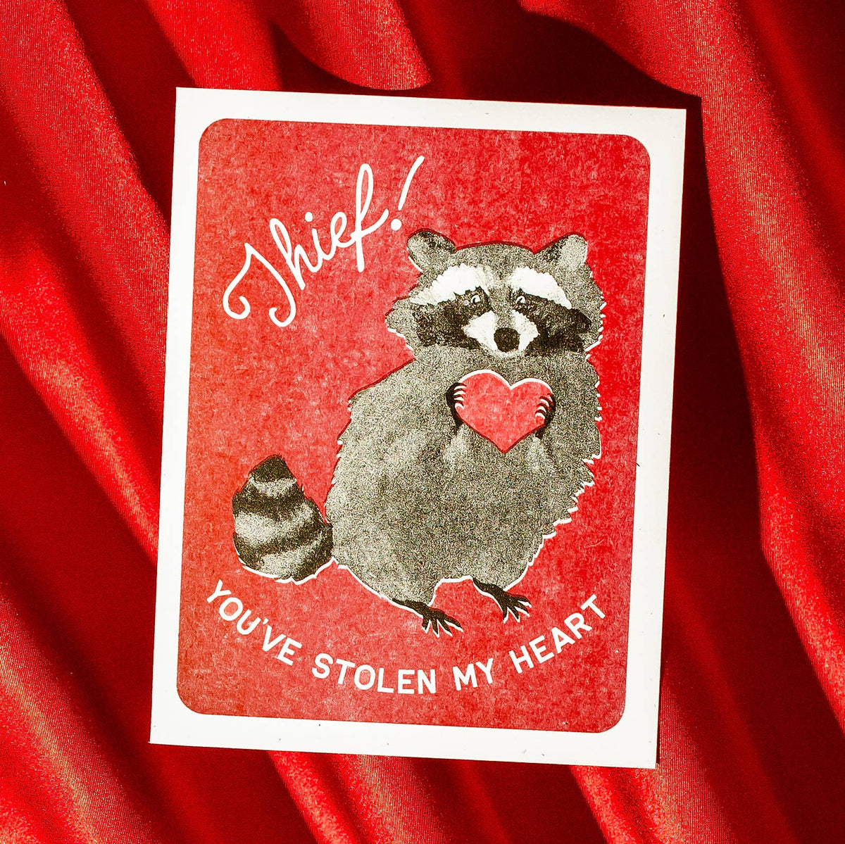 Thief! You Stole My Heart Raccoon Card