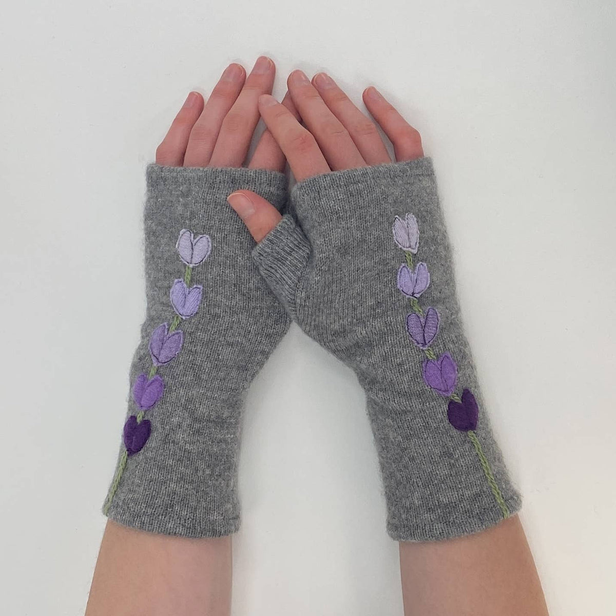 Lupine Gold Fingerless Cashmere Gloves