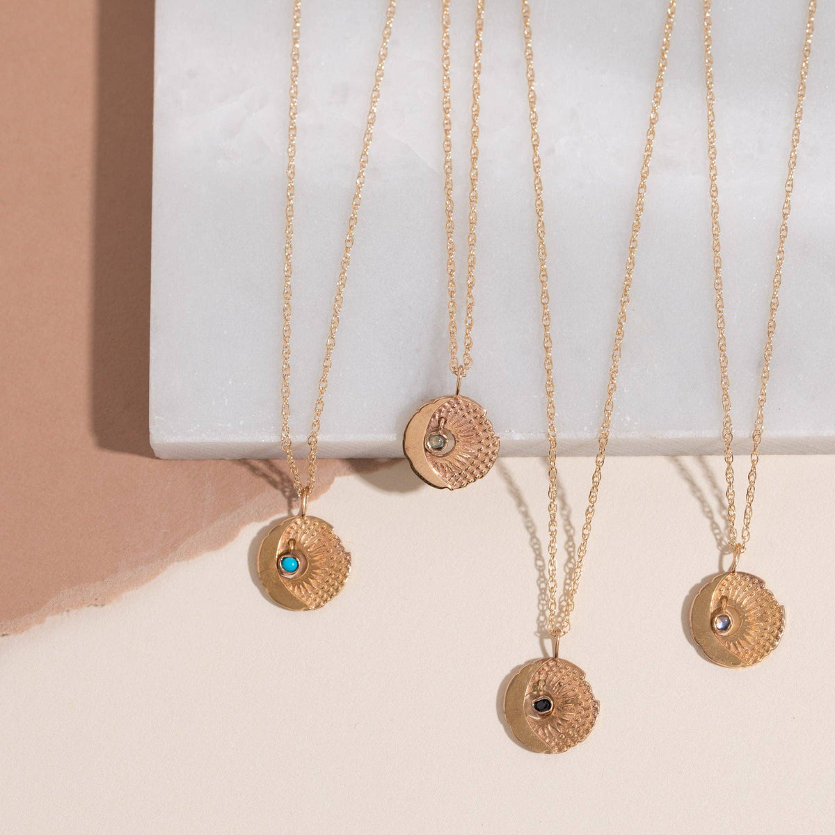 Sun and Moon Necklace with Moonstone
