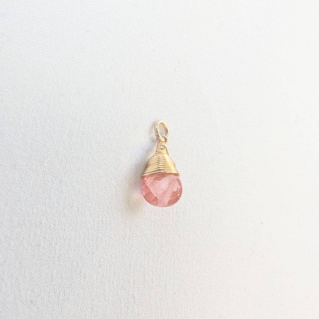 Compassion Strawberry Quartz Charm in Gold