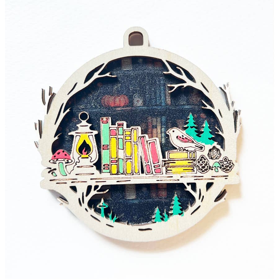 Bookshelf in the Forest Ornament Suncatcher