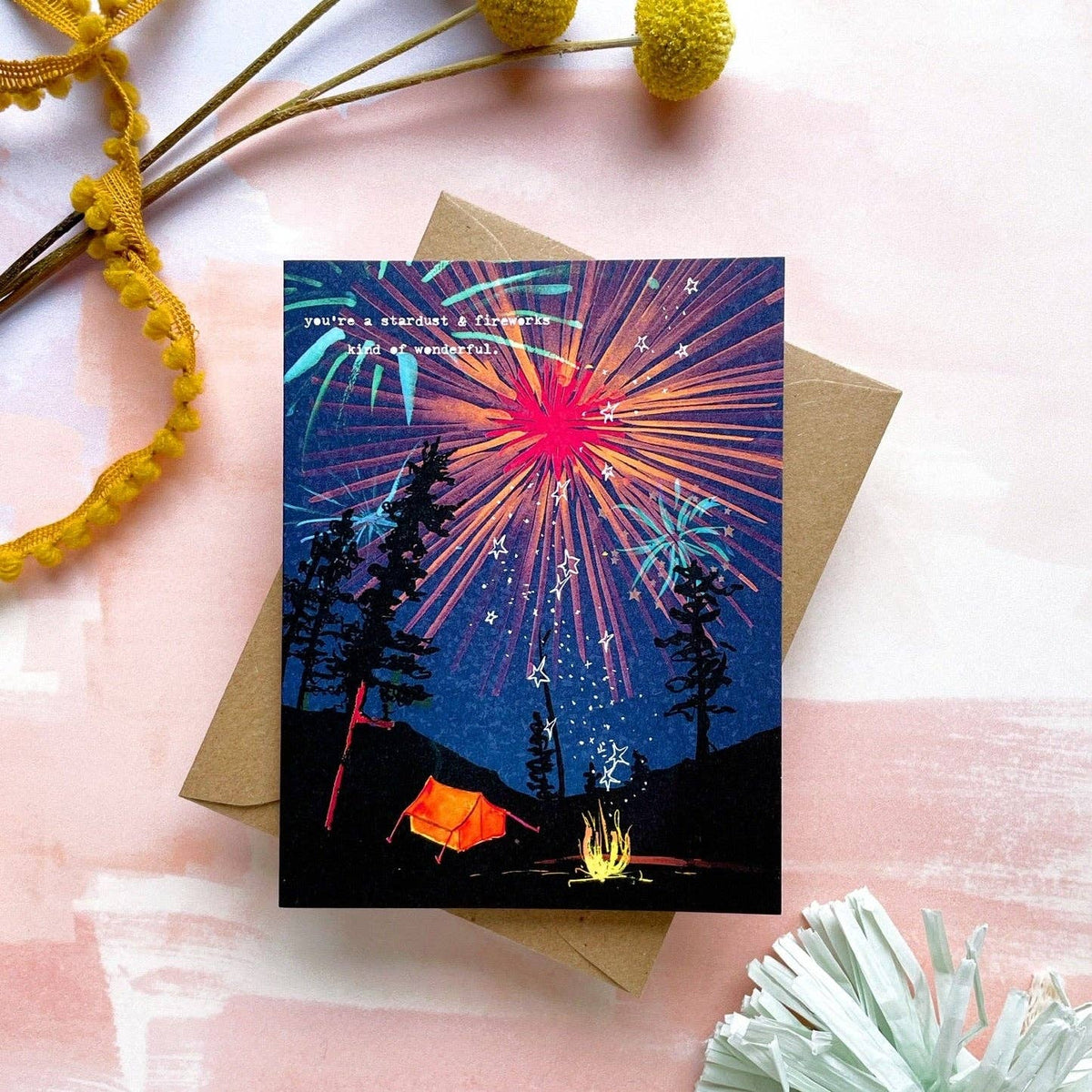 Stardust and Fireworks — Birthday, Thank You, Anniversary, Friendship Card: Eco-friendly card pocket