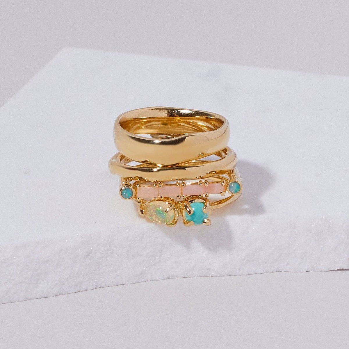 Cha Cha Bar Ring with Pink Opal and Opal