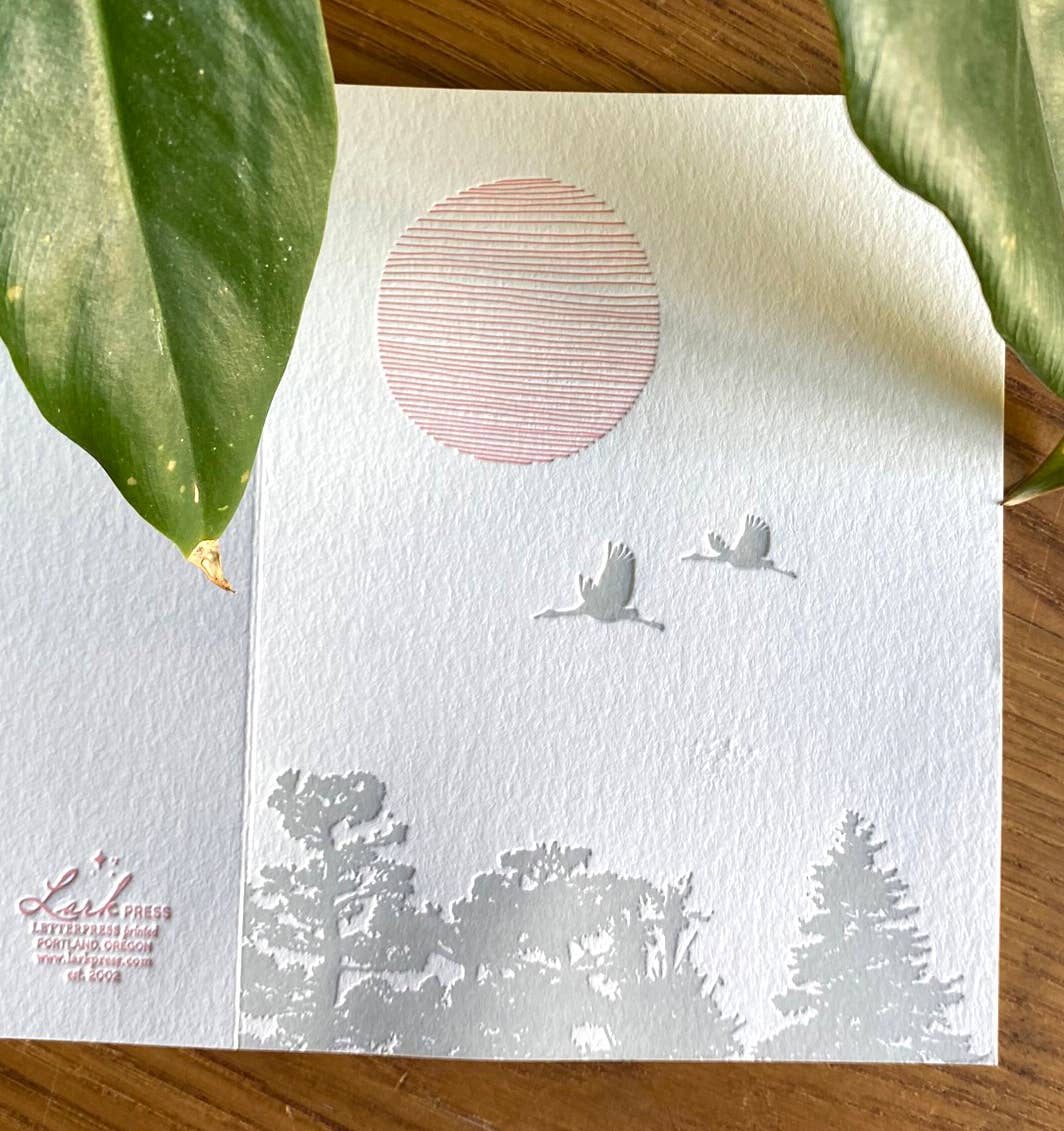 Cranes with Sun Greeting Card