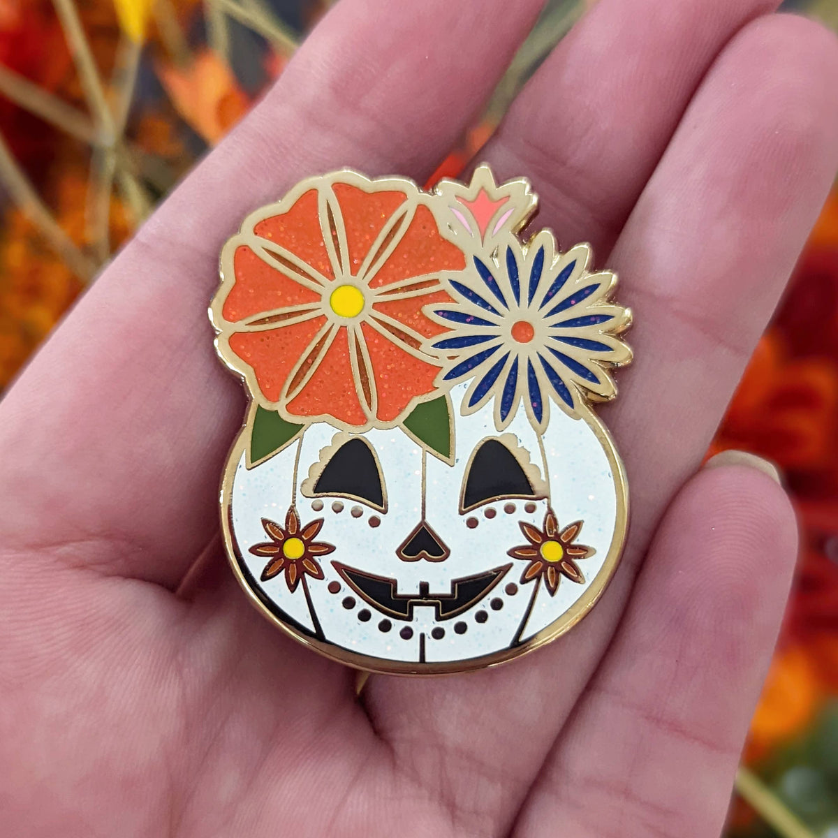 Floral Pumpkin Enamel Pin