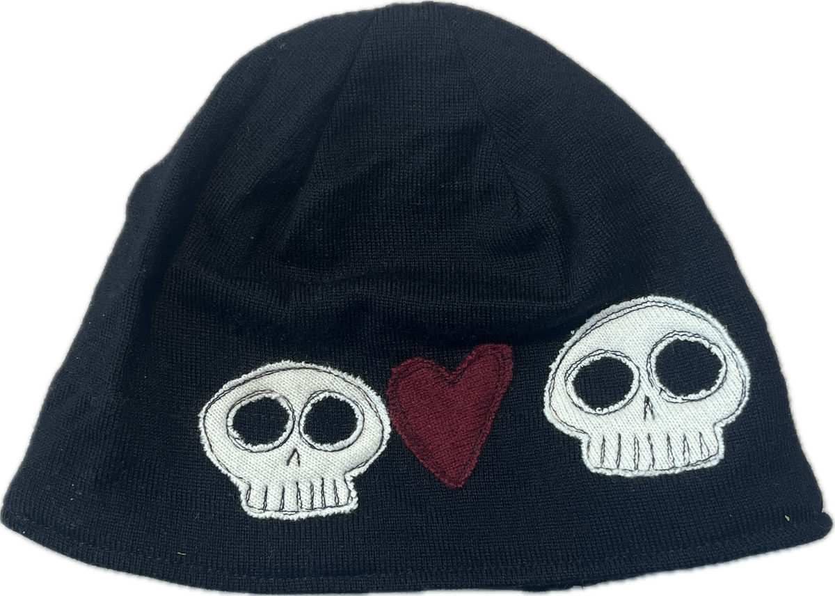 Black Skull Wool Beanie Hat