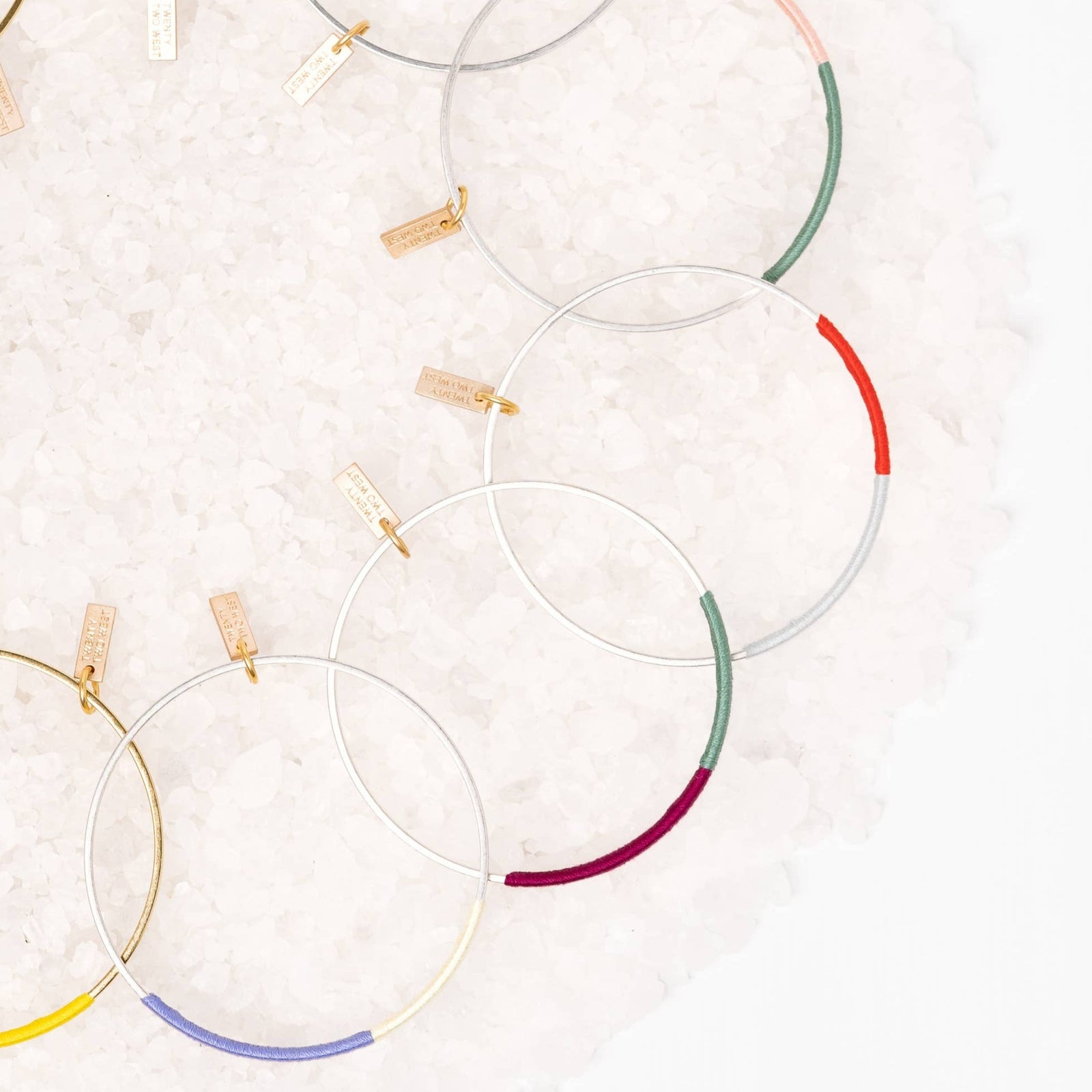 silver bangles in bright colors