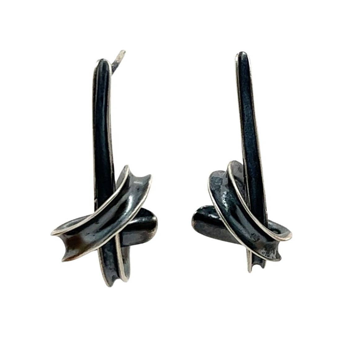 Twin Twist Knot Earrings - Brass